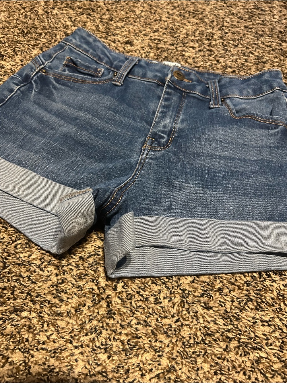 Wax Jean Women's Folded Hem Blue Denim Shorts